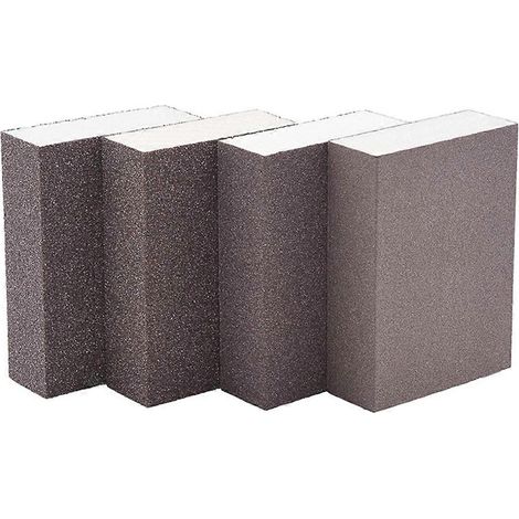Ensemble de blocs de ponçage réutilisables WetDry Sponges avec 4 grains (60-220) pour bois, murs, voitures et métal tampons abrasifs lavables. (1/4)