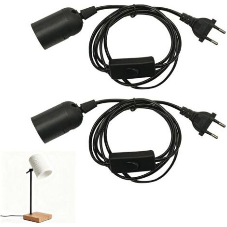 Pack de 2 Douille E27 avec Câble de 1,5 m, Douilles E27 avec Interrupteur, Idéal pour Lampadaires, Lustres et Éclairages de Cuisine - Noir Élégant pour un Intérieur Moderne,fil plafonnier (1/4)