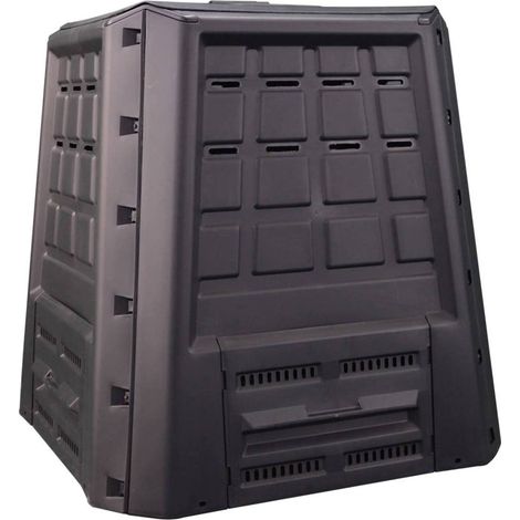 Dmora Polypropylen Kompostier, organischer Abfallbehälter, 380l Biocompose, 100% Made in Italy, 80x80H82 cm, schwarze Farbe