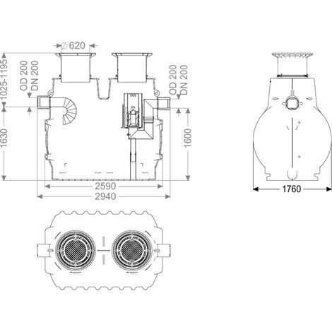 -Koaleszenzabscheider EasyOil ground, NS 10, Sys. A, 4300 l, Bel.Kl. D