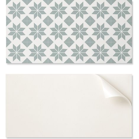 Panel decorativo de vinilo con gr谩ficos para cocina o ba帽o, 100x50 cm, con estampados florales geom茅tricos.
