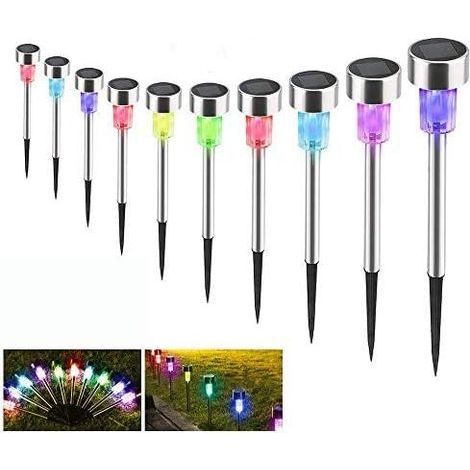 Lampes solaires de jardin sans fil, lot de 10, éclairage décoratif pour allées et pelouses, étanches IP65, automatiques, rechargeables, multicolores [Classe énergétique A+] - RWE Éclairage et Lampes › (1/3)