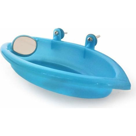 Bañera para pájaros, accesorios de baño para mascotas, ducha portátil, pequeño lavabo de plástico para animales, loro, bañera para pájaros, cabina de ducha para loros (azul) (1/5)