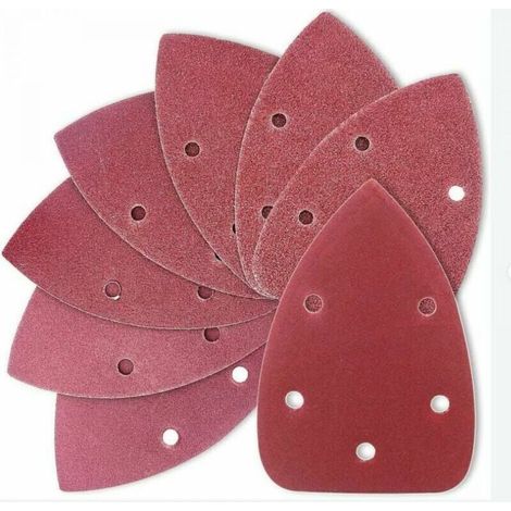 Lot de 56 Feuilles Abrasives Multigrains pour Ponceuse Triangulaire - JINFGERNE - Grains 60 à 400, Système Auto-Agrippant, Dimensions 140 x 95 mm, Pré-perforées pour Aspiration