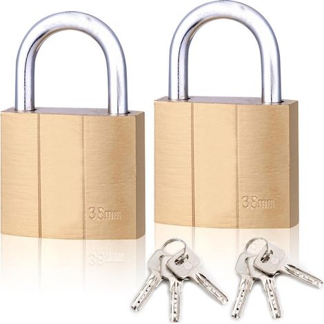 Cadenas 38mm laiton avec 6 clés, 2 pièces