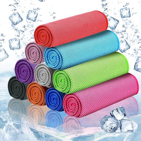 Bulr 10 Pack Cooling Towel,Ice Towel Cooling Towels for Neck and Face Microfiber Cooling Towel for Gym,Yoga,Camping,Running,Fitness,Workout & More Activities(40"x12") (1/5)