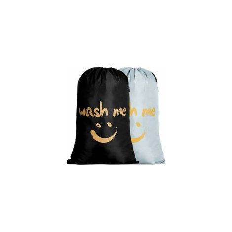 Lot de 2 sacs à linge pliables 120L – Construction nylon haute densité – Cordon de serrage pour transport facile – Dimensions 61 x 92 cm (1/4)