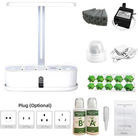 Sistema hidropónico de interior de espectro completo con depósito de agua de 2,5 L, kit de germinación de 10 cápsulas, altura ajustable, temporizador automático y luz LED para el cultivo de hortalizas (1/2)