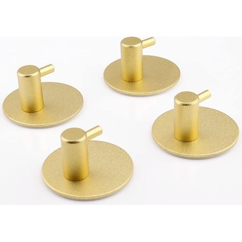 Lot de 4 crochets adhésifs dorés en acier inoxydable, salle de bain (1/5)