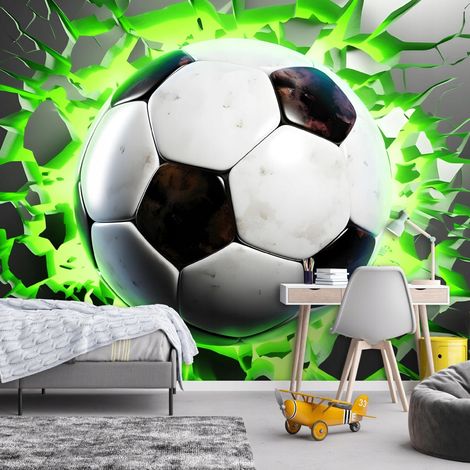 Vlies Fototapete Fußball 250x175 cm, Tapeten, für Wohn und Schlafzimmer, Vliestapete Wandtapete Tapete 3D Effekt- inkl. Kleister - Sport Teenager schwarz grün, WallArena (1/4)
