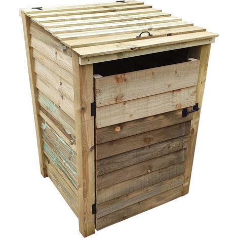 Wooden wheelie bin storage, for single 240l waste bin (natural light-green finish)