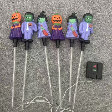 Halloween-Solar-Bodenleuchten mit Geistergesichtern für Gärten und Spukhäuser – LED-Rasenleuchten mit Kürbiszombies