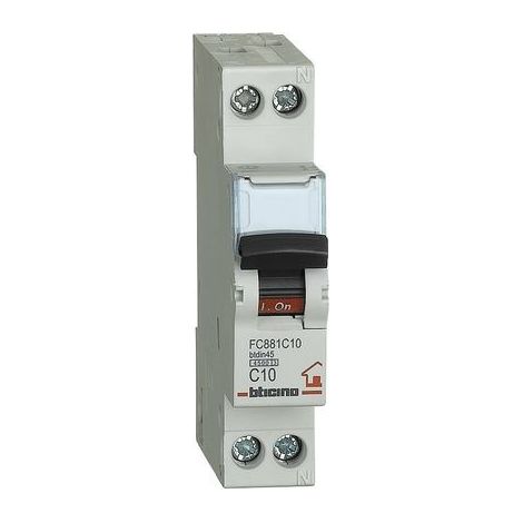 BTICINO Interruttore Magnetotermico Modulare Btdin-Rs 1P+N 10A