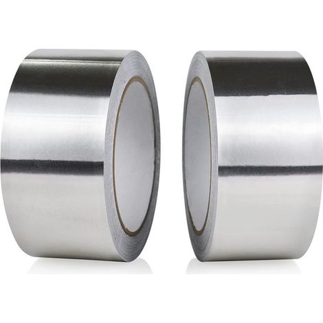 Lot de 2 rubans adhésifs en aluminium, Tape d'étanchéité, Tape isolant, résistant à la chaleur, étanche, 5 cm x 5 m, pour cuisine, salle de bain, électricien et surfaces métalliques. (1/5)
