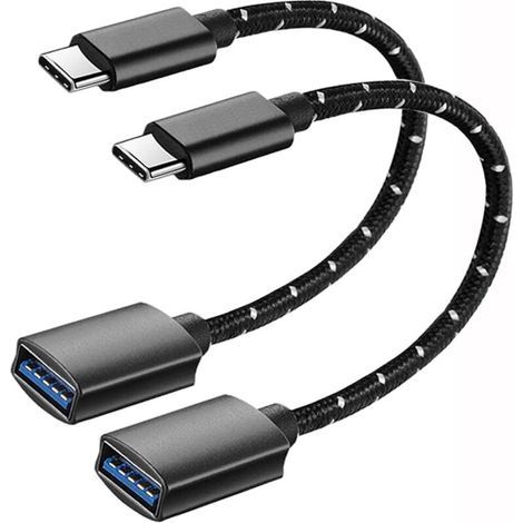 Adaptateur USB C vers USB [Lot de 2], Câble OTG USB Type C Mâle vers USB A Femelle, Compatible avec iPhone 16/15 Pro Max, iPad Pro, MacBook Pro/Air, Samsung Galaxy S24/S23/S22, Google Pixel (1/5)