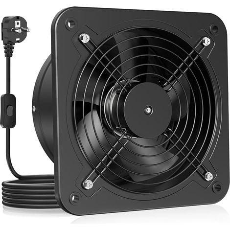 200mm Bathroom Extractor Fan Silent with Check Valve, Cruise Control, Socket, Industrial Ventilation for Kitchen, Garage Basement Office, Black (1/5)