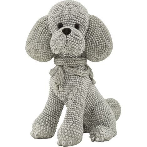 Statuette Déco Caniche Assis "Sparky" 19cm Argent (1/5)