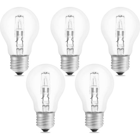 Beijiyi – Ampoule halogène E27 A55 42W dimmable – Blanc chaud 2700K – 650LM – AC220-240V – Lot de 5 – Verre transparent pour éclairage instantané (1/5)