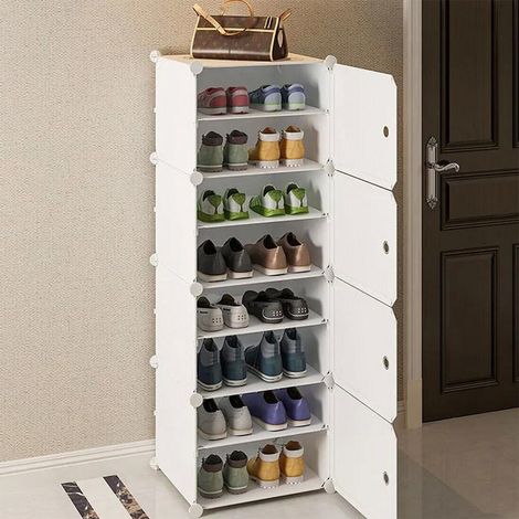 Schuhschrank mit 8 Ebenen und Schirmhalter (1/5)