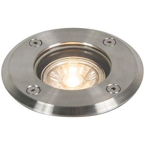 Qazqa – Spot encastrable extérieur sol 11 cm – Acier inoxydable – IP67 pour conditions extérieures – Compatible ampoules GU10 – Éclairage moderne (1/4)