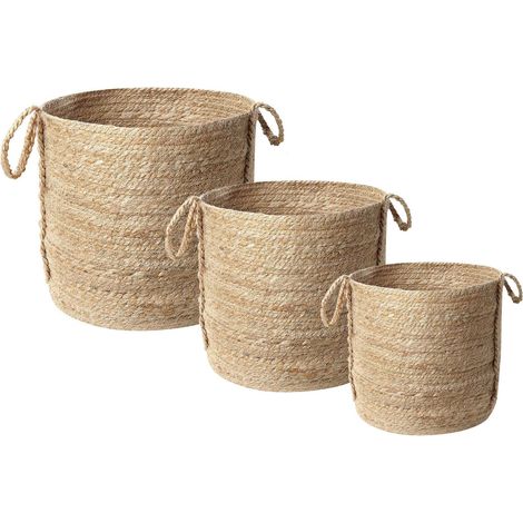 Aufbewahrungskorb 3er Set WADH Jute Naturfarben