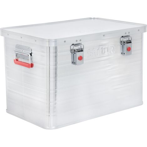 STIER Alubox, Aluminiumbox 65L, Staub- und spritzwasserresistent mit Gummidichtung und 2 Klapphandgriffen, Alukiste mit Spannverschluss, zuverlässige geruchsneutrale Aufbewahrung