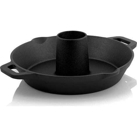 Rôtissoire à Poulet en Fonte - 1 Pièce - Pré-assaisonnée - Avec Cône Aromatique et Bac Collecteur - Pour Four et Gril - Ø 28 cm (1/4)