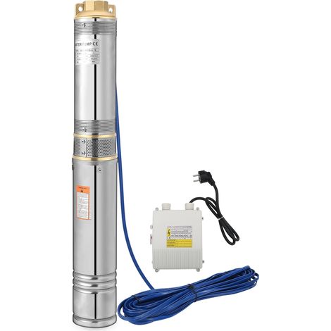 Jiubiaz Pompa sommersa per pozzi profondi 4 m3/h in acciaio inossidabile impermeabile 0,37 kW