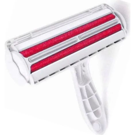 Rouleau anti-poils d'animaux en ABS et nylon, petit, compact et pratique, pour une élimination rapide des poils sur la literie et les meubles (rouge).