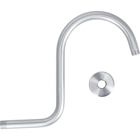 Bras de douche col de cygne en forme de S, bras d'extension en acier inoxydable brossé, filetage NPT 1/2", salle de bain (1/5)
