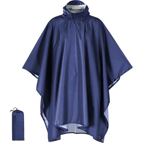 Poncho de pluie imperméable à capuche pour adulte - Vêtement de pluie léger, unisexe et réutilisable pour les urgences et les activités de plein air (1/5)