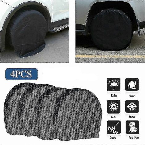 4er-Pack wasserdichte Reifenhüllen für Reserveräder, Wohnmobile, Anhänger, Camper – Korrosionsschutz-L-Black