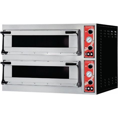 Four inox 2 chambres de 4 pizzas (Ø)350 mm, 12 000 W, 400 V - TRI