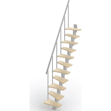 Escalier droit 10 marches - Hauteur à franchir de 2.20 à 2.60m - Largeur 60cm - Couleur bois et blanc - SMALL60/I-SGNAT-10