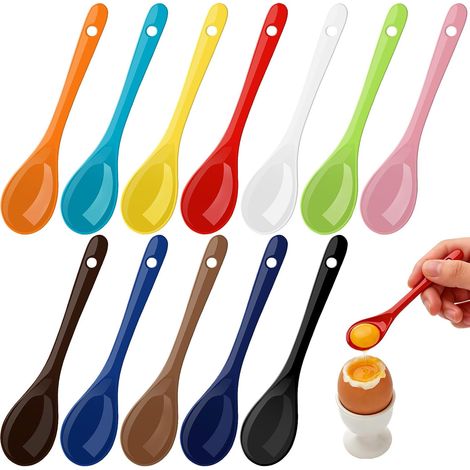 12 Cuillère, Céramique, 12.3cm, Multicolore, Résistant, Pour Café, Thé, Dessert
