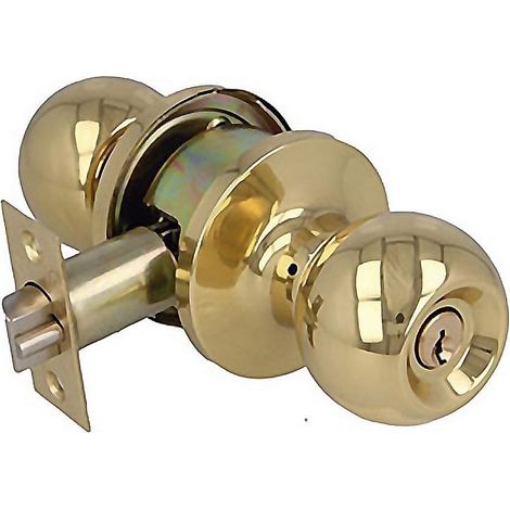 AMIG pomo 610 laton pulido entrada con llave , Juego de pomos Mod. 610 tipo bola con picaporte de entrada 60/70 mm incluido. Picaporte de canto cuadrado con sistema antitarjeta. Fu