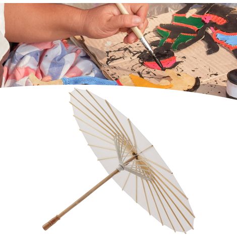 Parapluie en papier à faire soi-même - Peinture artisanale - Parapluie en papier vierge - Parapluie de style chinois - Parapluie décoratif - Parapluie en papier blanc huilé - Diamètre du parapluie : 8 (1/5)