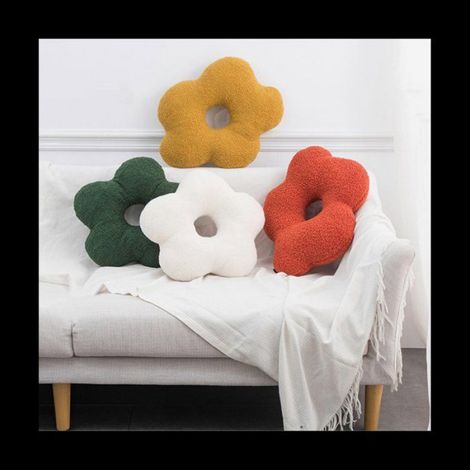 Oreiller en Forme de Marguerite Nordic Wind Oreiller en Peluche Canapé Salon Coussin de Chevet Oreiller Baie VitréE Vert Foncé (1/5)