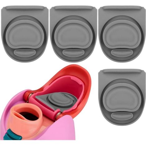 Ensemble de bouchons de rechange pour bouteille d'eau, bouchon étanche, bouchon d'interface en silicone, gris, 4 pièces. (1/5)