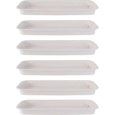 Set of 6 Rectangular Plastic Saucers for Flower Pots, Saucers, Flower Tray, Planter, Balcony (1/5)