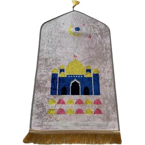 Gebetsteppich, weich und dick, 50 cm x 90 cm, mit Quasten, zum Beten, Knien und für Reisen.-Light Pink (1/5)