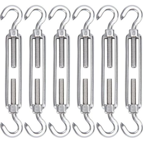 Ersandy – Tendeur à câbles en acier inoxydable 304 – Lot de 6 crochets réglables Heavy Duty – Pour câbles métalliques et installations d'ombrage