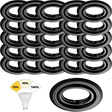 Lot de 50 Spot Encastrable Noir Mat 7W, 3 Intensités Réglables, Blanc Chaud 3000K (1/4)