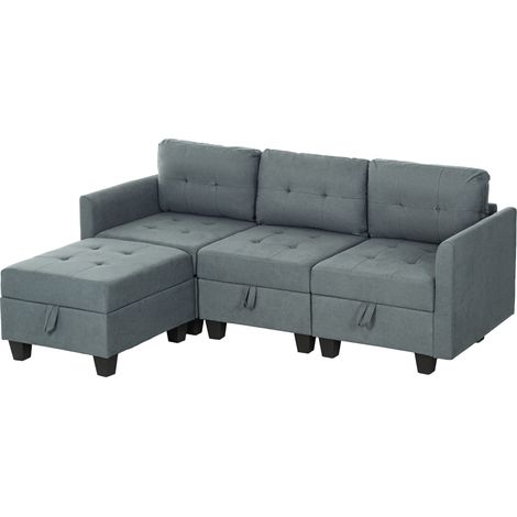 L' Shape Modular Sofa, Storage - Dark Grey (1/5)