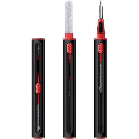 noir Rouge-kit De Stylo Nettoyage, Nettoyeur Pour  Multifonctionnel Nettoyant Cleaner Pour Couteurs Bluetooth/tui De Charge/appareil Photo/port Tl (1/5)