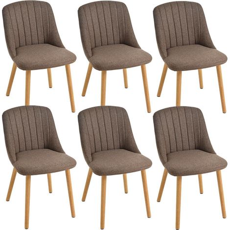 Esszimmerstühle 6er Set Braun Polyester mit Holzbeinen (1/5)
