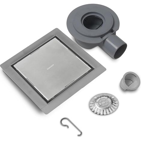 Caniveau de douche en acier inoxydable - 90 cm - Kit complet 2 en 1 - Carrelable - Double face - Extra plat - Siphon à 360° - Avec siphon anti-odeurs - Filtre à cheveux (1/5)
