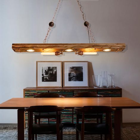 Retro Vintage Eisen & Holz Pendelleuchte Esszimmer Deckenlampen Hängeleuchte E27