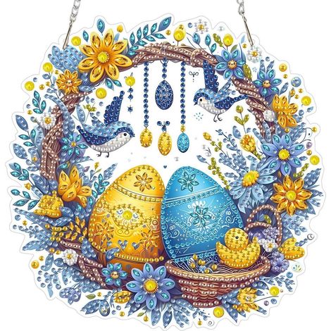 Ostern Diamond Painting Anhänger Set mit Kette für Fenster & Wand