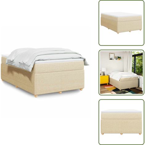 Letto con doghe - vidaXL Giroletto a Molle con Materasso Crema 120x200 cm in Tessuto - Letto con piedi in legno
